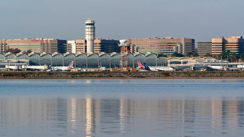 Reagan National Airport is seen along the Potomac River in Washington, Thursday, Nov. 11, 2021.