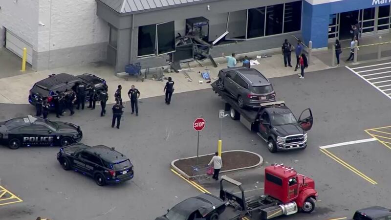 A car crashed into a Walmart in Riverdale on Tuesday afternoon.