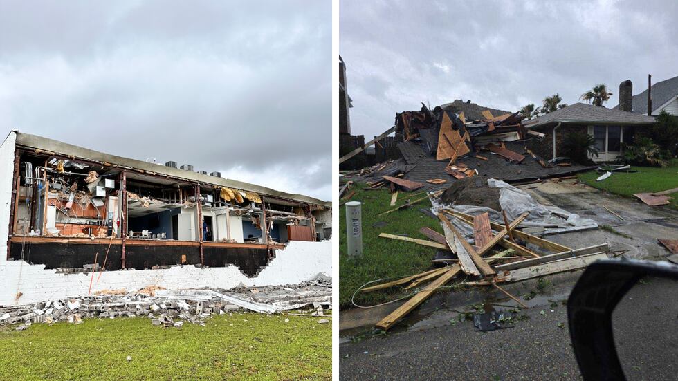 Se observan daños en Metairie, cerca de Airline Drive y Labarre Road (izquierda), y en las...
